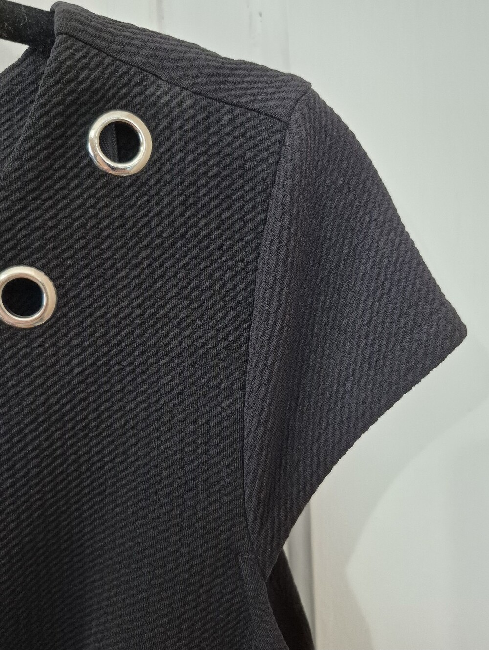 AB Studio Black Sheath Dress with Grommet Neckline - Picture 4 of 10